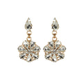 Daisy Pendant Earrings Gold Plated With Crystal Drops