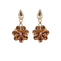 Daisy Pendant Earrings With Crystal Drops In Amber And Topaz