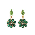 Daisy Pendant Earrings With Emerald Crystal Drops