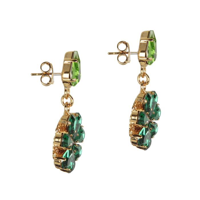 Daisy Pendant Earrings With Emerald Crystal Drops