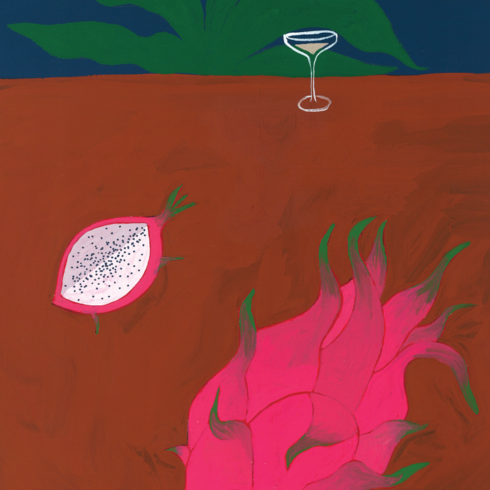 DRAGON FRUIT AND CHAMPAGNE, 18" X 24" — by Isabelle Feliu