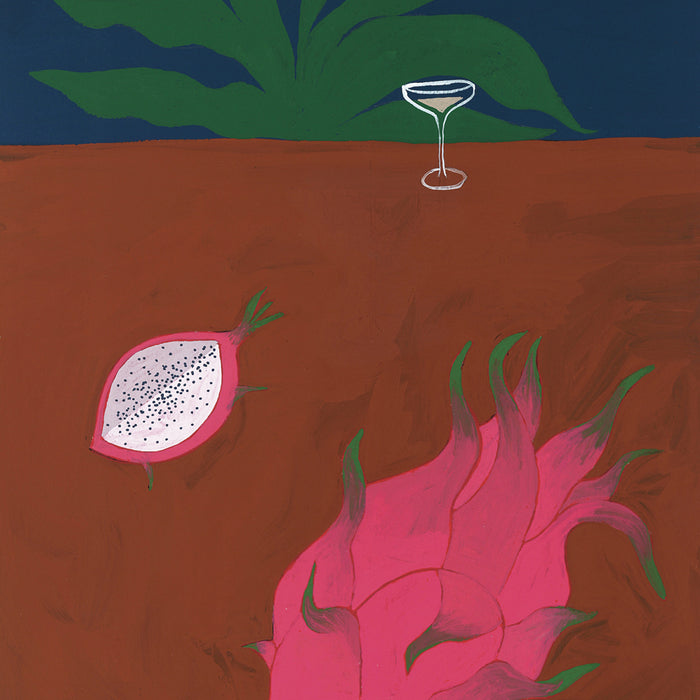 DRAGON FRUIT & CHAMPAGNE, 11" X 14" — by Isabelle Feliu