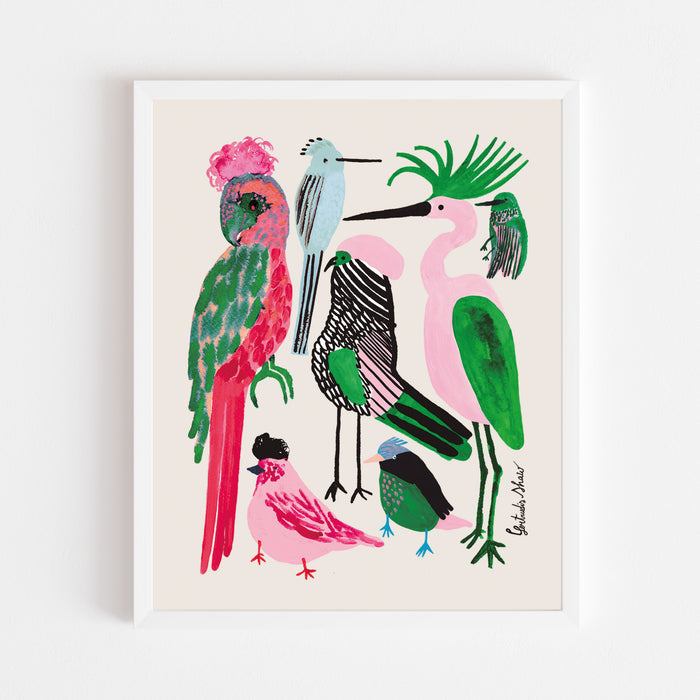 EXOTIC BIRDS, 8" X 10" — by Gertrudis Shaw
