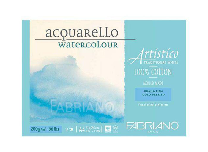 Fabriano Artistico Watercolour Pad 12 100% cotton Sheets 200gsm - Rough