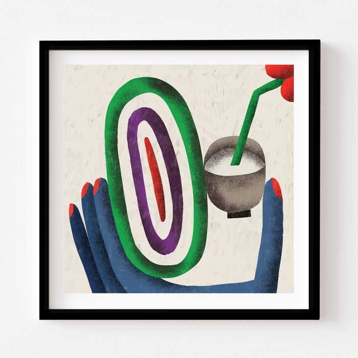 FAVOURITE CUP AND LIPSTICK, 20" X 20" — by Anastacia Sholik