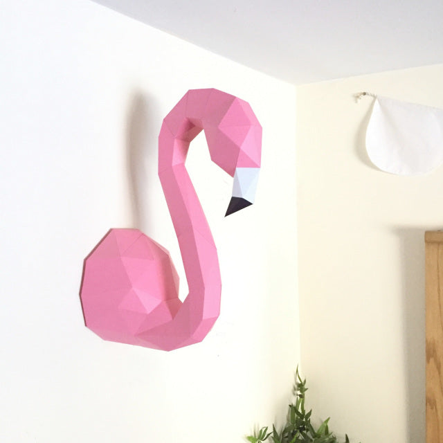 FLAMINGO HEAD PAPER MODEL (pre-cut, pre-marked) — by SOFS design