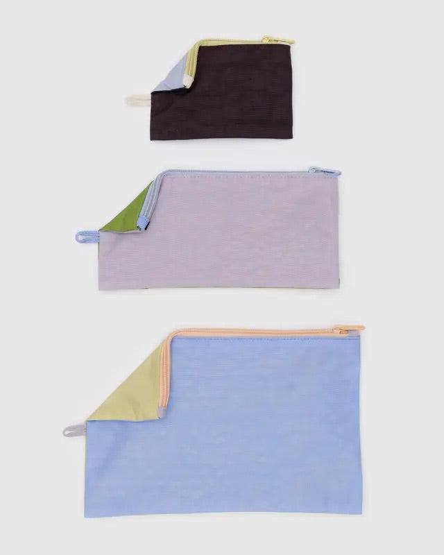 FLAT POUCH SET (Pastels Colorblock) — by Baggu