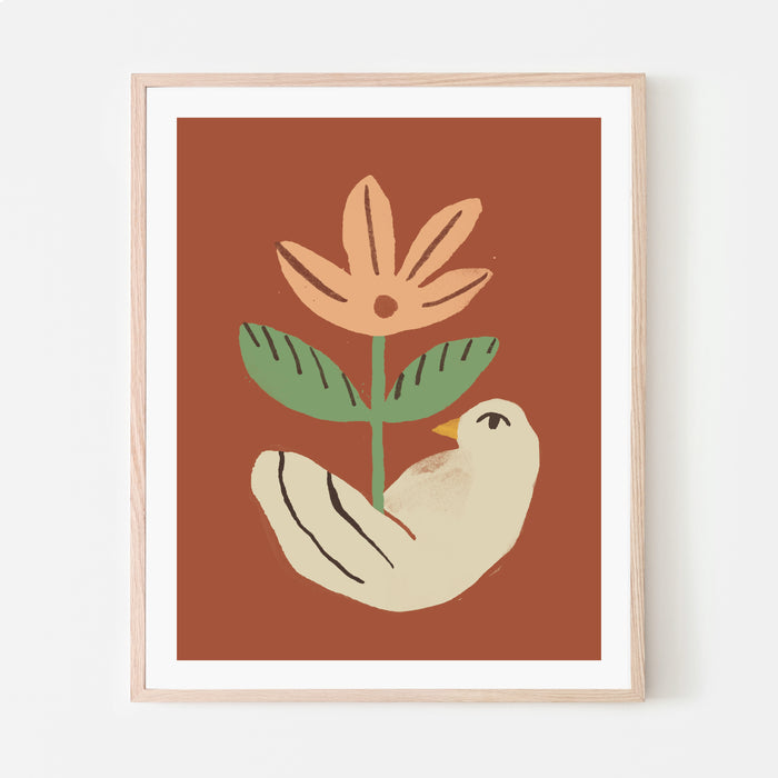 FLOWER BIRD, 8" x 10" — by Julia GR