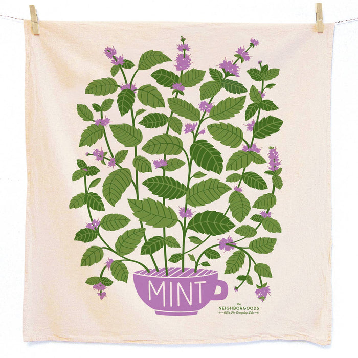 FRESH HERBS (Basil, Mint) - Tea Towel Set of 2