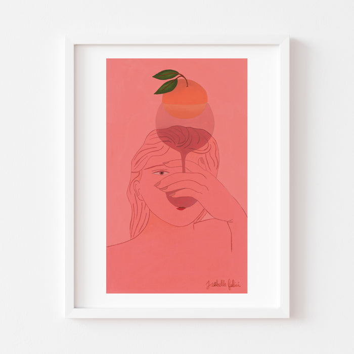 GIRL AND ORANGE IN GLASS, 11" X 14" — by Isabelle Feliu