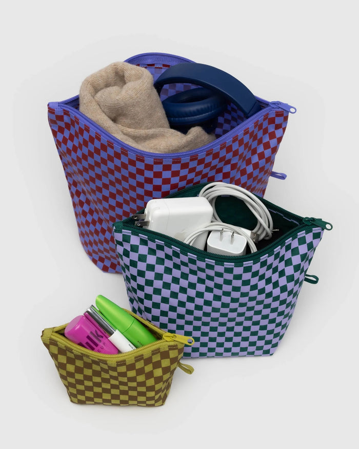 GO POUCH SET “JEWEL CHECKS” — by Baggu