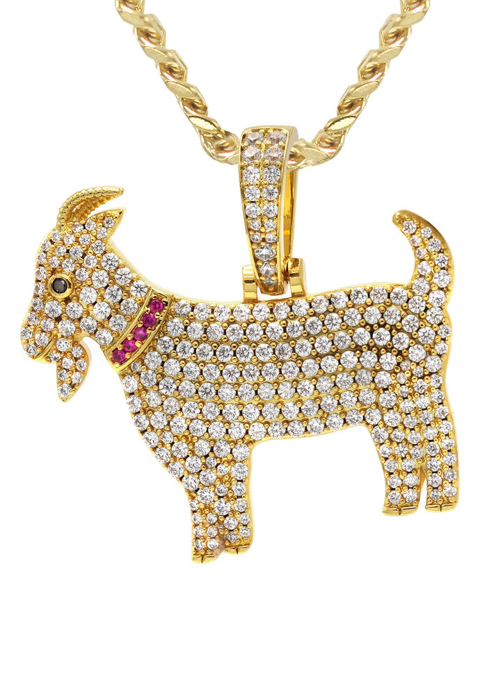 Gold Plated Cuban Link Chain & Goat Pendant | Appx. 14.5 Grams