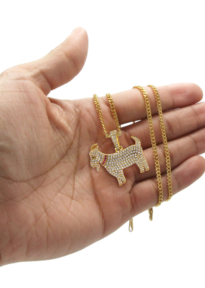 Gold Plated Cuban Link Chain & Goat Pendant | Appx. 14.5 Grams