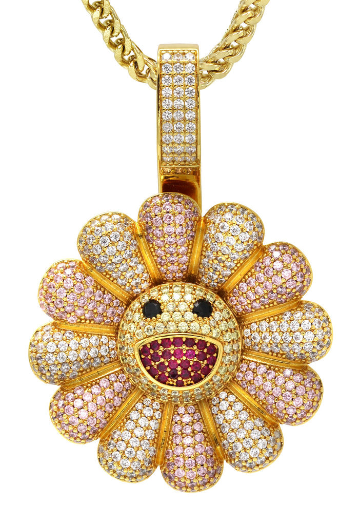 Gold Plated Franco Link Chain & Murakami Spinner Pendant | Appx. 30.8 Grams