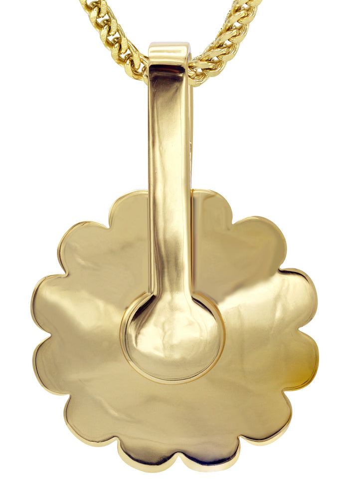 Gold Plated Franco Link Chain & Murakami Spinner Pendant | Appx. 30.8 Grams