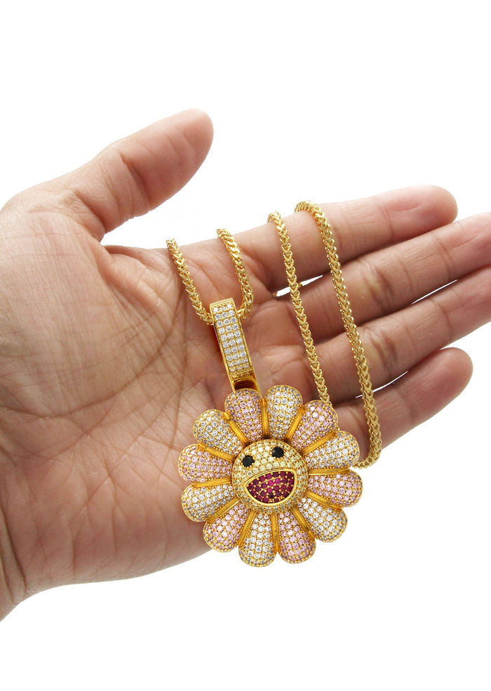 Gold Plated Franco Link Chain & Murakami Spinner Pendant | Appx. 30.8 Grams