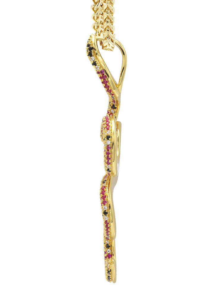 Gold Plated Franco Link Chain & Twisted Snake Pendant | Appx. 10 Grams