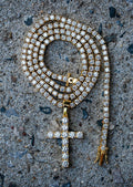 Gold Plated Iced Out Cross & Tennis Chain ( 3 MM )