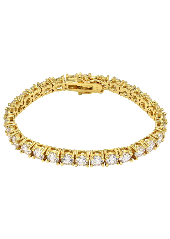 Gold Plated Iced Out Tennis Chain & Bracelet ( 4 Mm )
