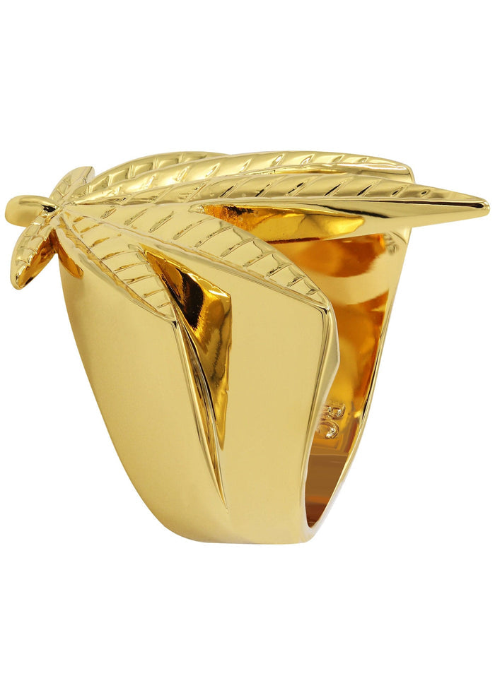 Gold Plated Marihuana Leaf Ring | 14 Grams