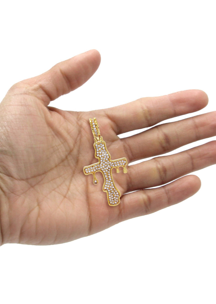Gold Plated Melting Cross Pendant | 10.9 Grams