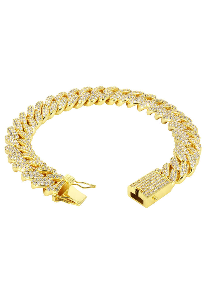 Gold Plated Mens Iced Out Miami Cuban Link Bracelet