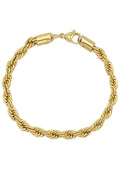 Gold Plated Mens Solid Rope Bracelet