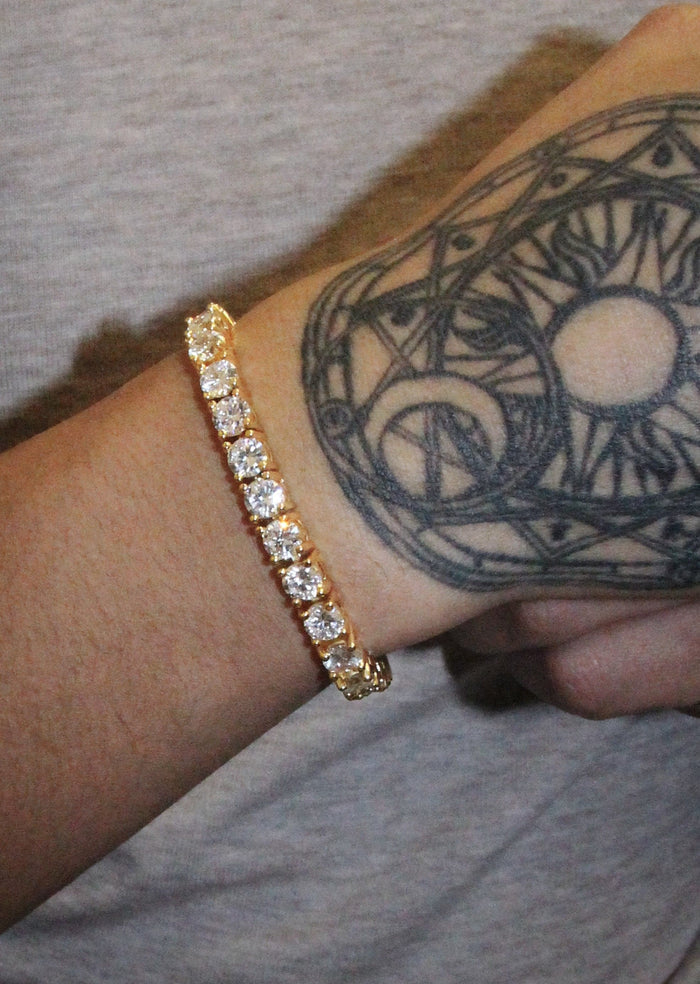 Gold Plated Mens Tennis Bracelet