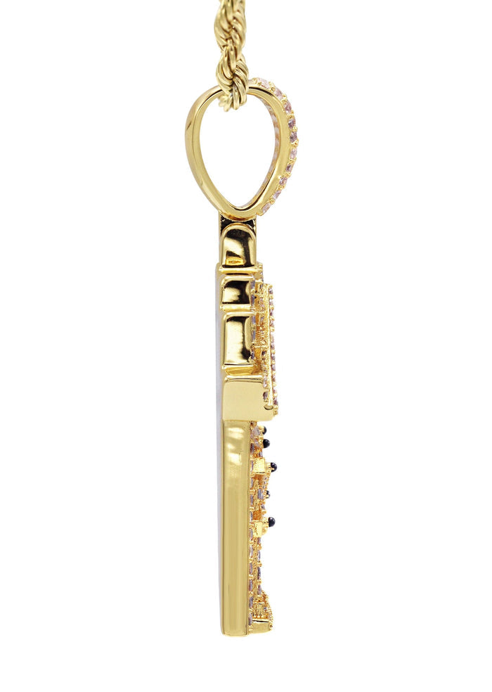 Gold Plated Rope Chain & House Pendant | Appx. 18.7 Grams