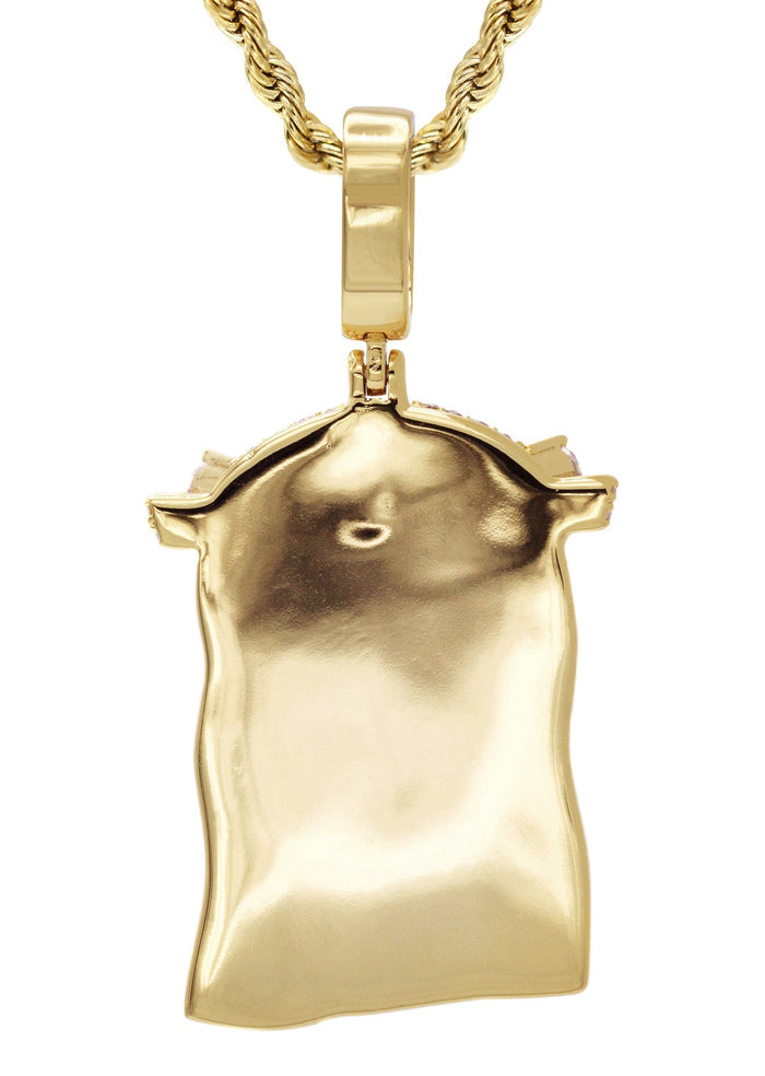Gold Plated Rope Chain & Jesus Head Pendant | Appx. 26.7 Grams