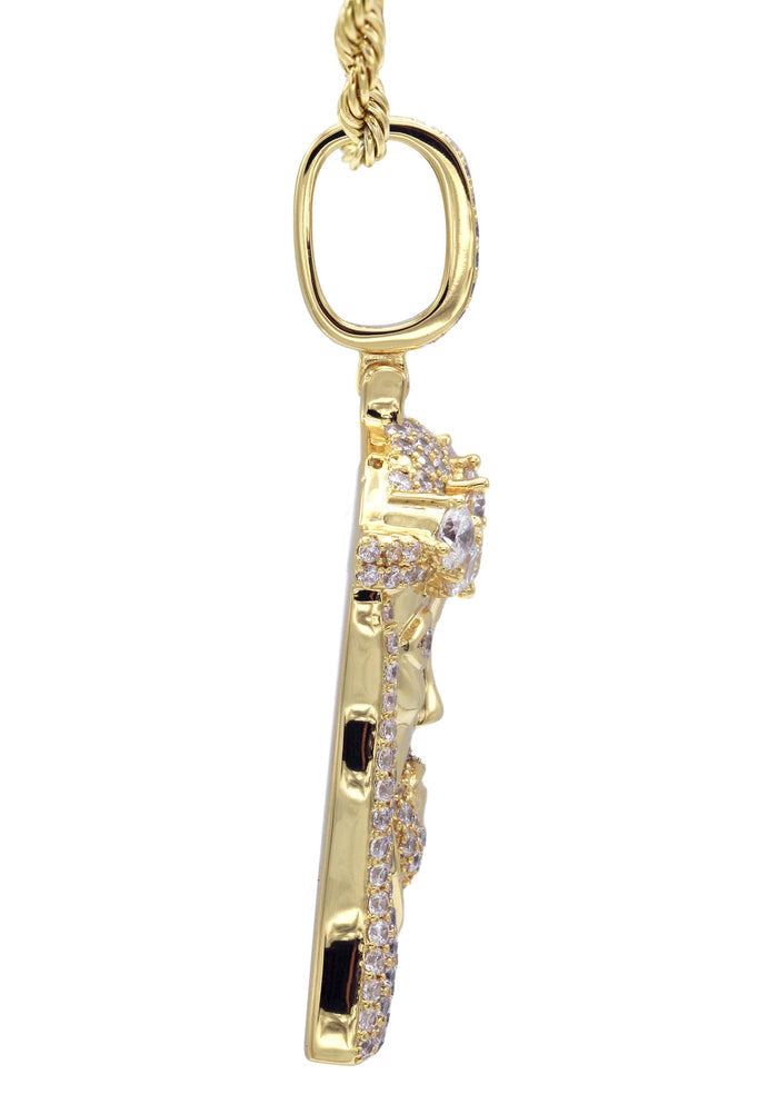 Gold Plated Rope Chain & Jesus Head Pendant | Appx. 26.7 Grams