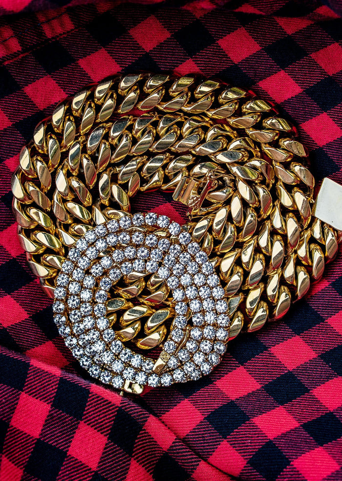 Gold Plated Solid Miami Cuban Link ( 14 MM ) & Tennis Chain