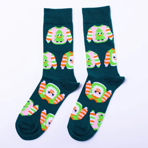 GREEN SOCKS "XMAS SWEATER CREW"  — by Yellow Owl Workshop