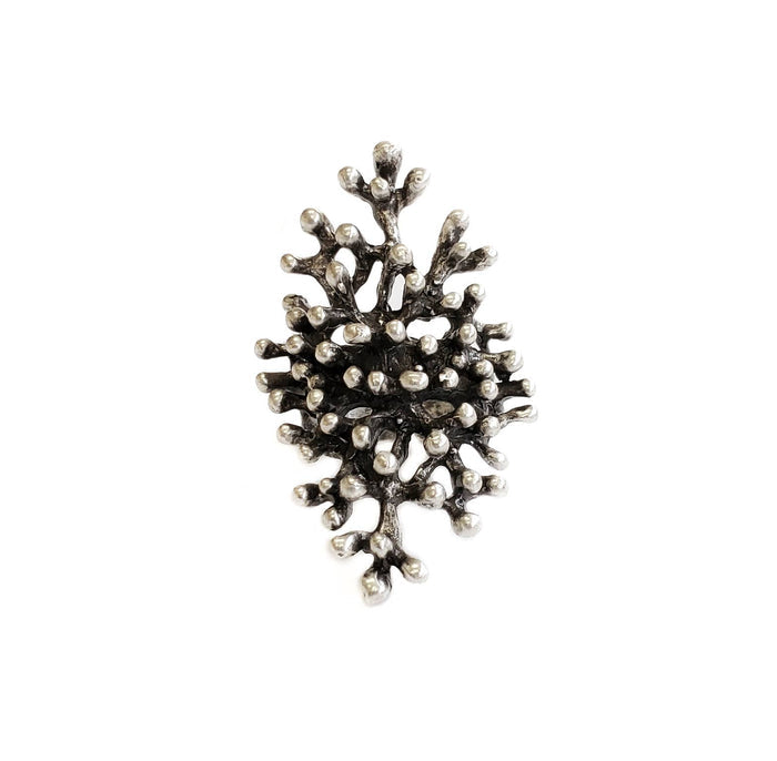 Handmade Spiky Brass Ring In Silver Plated - ZRC-032