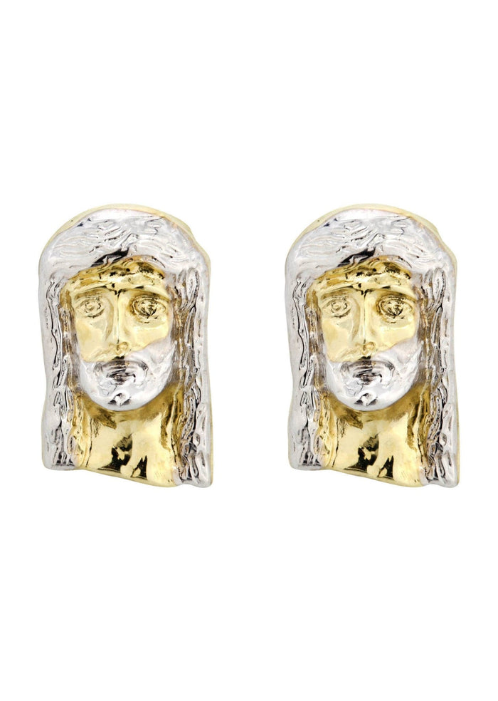 Jesus 10K Yellow Gold Studs | Appx. Diameter 0.5 Inches Gold Stud Earrings FROST NYC