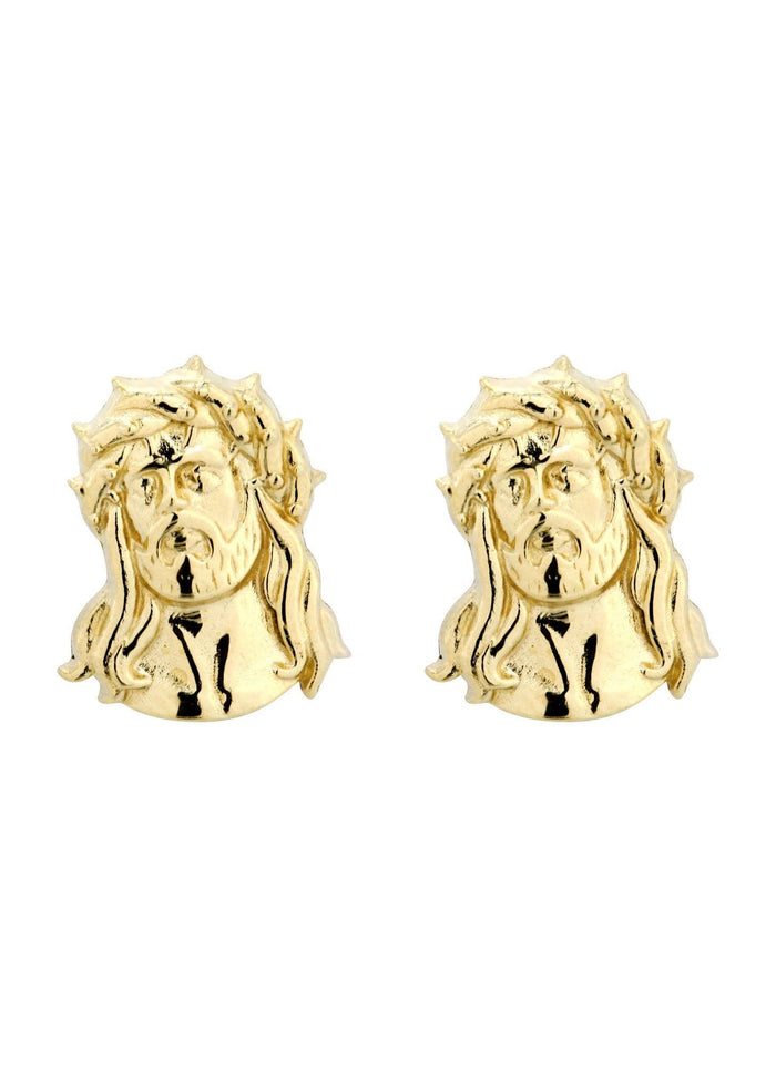 Jesus 10K Yellow Gold Studs | Appx. Diameter 0.5 Inches Gold Stud Earrings FROST NYC
