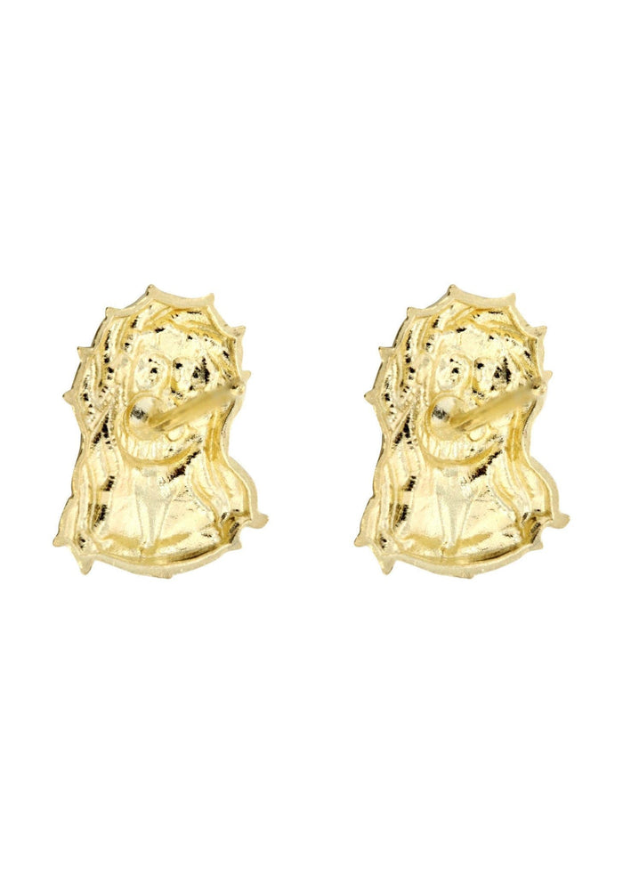 Jesus 10K Yellow Gold Studs | Appx. Diameter 0.5 Inches Gold Stud Earrings FROST NYC