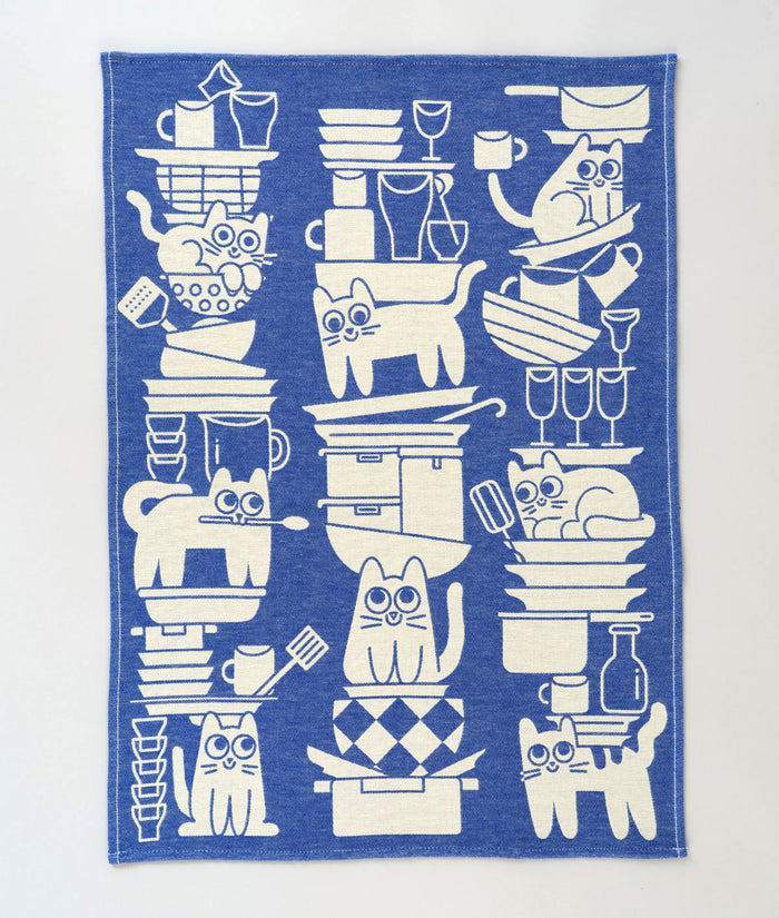 "KITCHEN CATS" TEA TOWEL — by Elliot Kruszynski