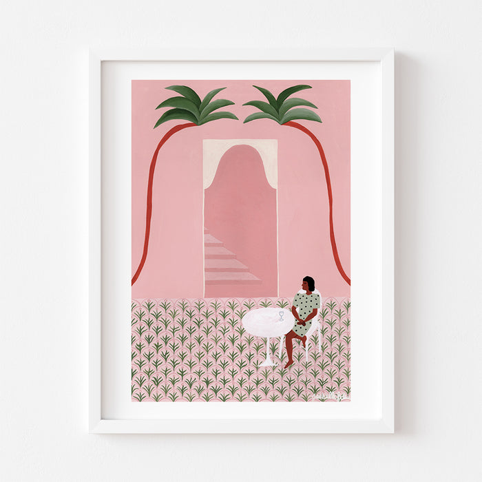 LA COUR INTÉRIEURE ROSE, 11" X 14" — by Isabelle Feliu