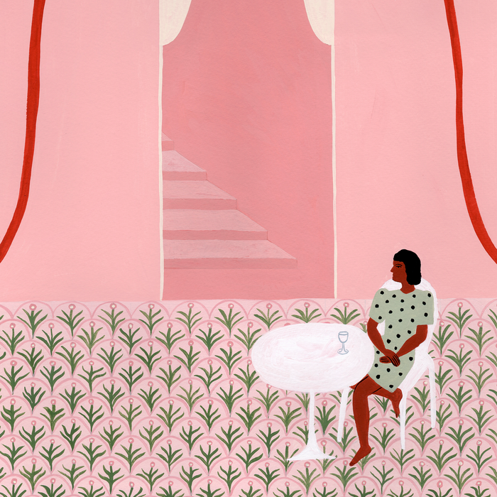LA COUR INTÉRIEURE ROSE, 11" X 14" — by Isabelle Feliu