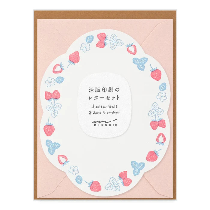 LETTERPRESS LETTER SET DIE-CUT (STRAWBERRY) — by Midori