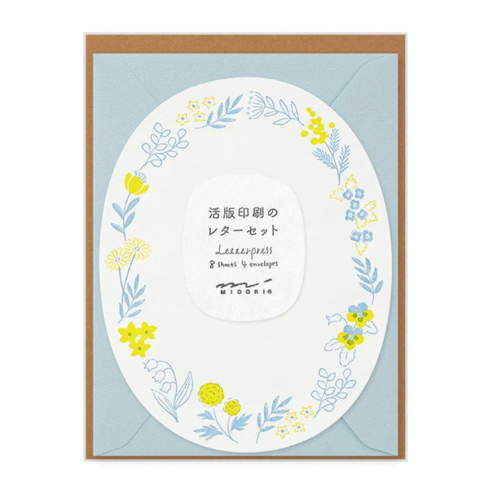 LETTERPRESS LETTER SET DIE-CUT (WREATH BLUE) — by Midori