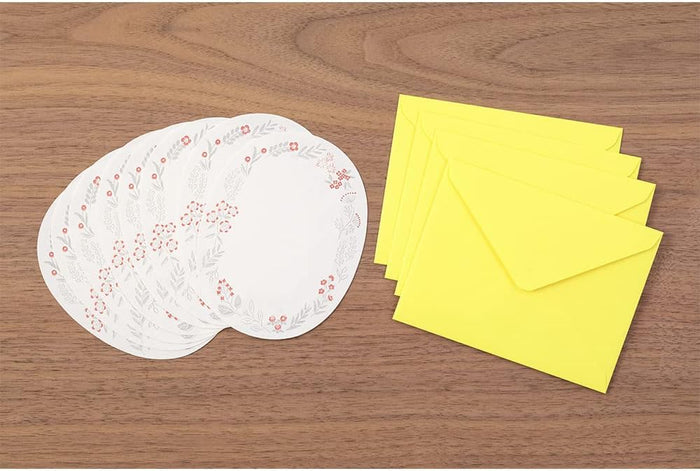 LETTERPRESS LETTER SET DIE-CUT (WREATH RED) — by Midori