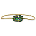 Lucrezia Belt In Thin Slightly Elastic Metal Mesh With Green Jewel Buckle.