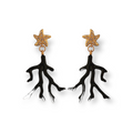 Medium Black earrings with coral-shape