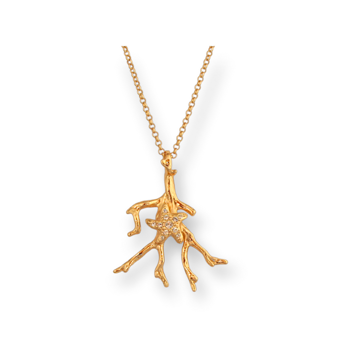 Medium Pendant with coral-shaped pendant gold finish