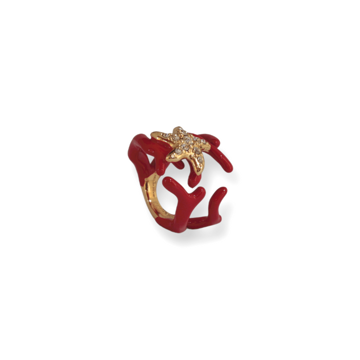 Medium Red Ring with coral-shape