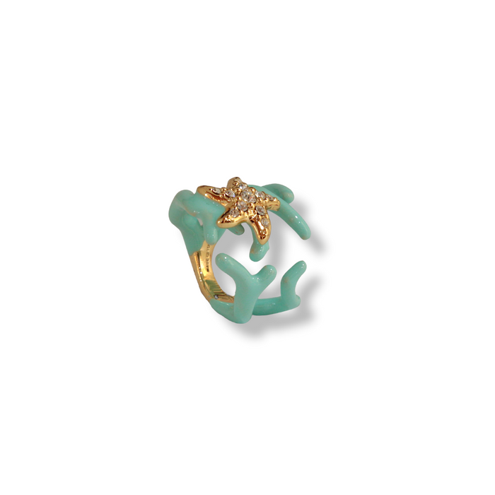 Medium Turquoise Ring with coral-shape