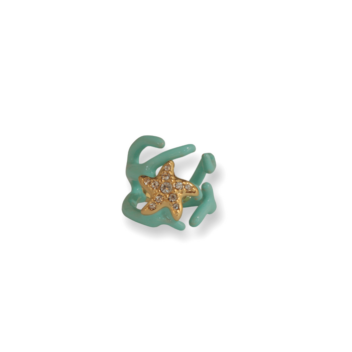 Medium Turquoise Ring with coral-shape