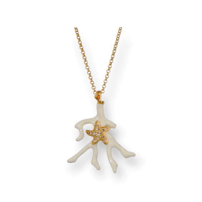 Medium White Pendant with coral-shape